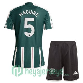 Manchester United (Maguire 5) Kids Soccer Jerseys Away Green 2023/2024