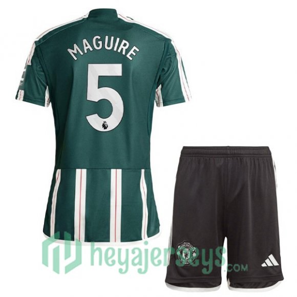 Manchester United (Maguire 5) Kids Soccer Jerseys Away Green 2023/2024