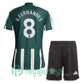 Manchester United (B.Fernandes 8) Kids Soccer Jerseys Away Green 2023/2024