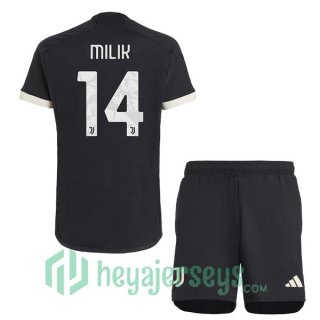 Juventus (MILIK 14) Kids Juventus Soccer Jerseys Third Black 2023/2024