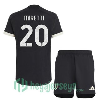 Juventus (MIRETTI 20) Kids Juventus Soccer Jerseys Third Black 2023/2024
