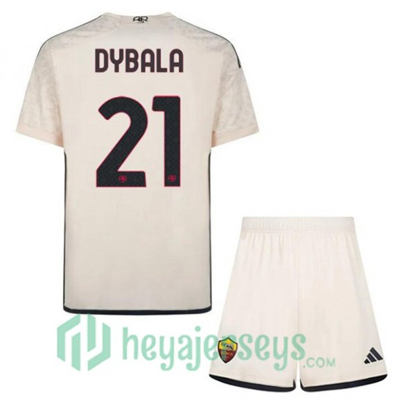 AS Roma (DYBALA 21) Kids Kids Soccer Jerseys Away Yellow 2023/2024