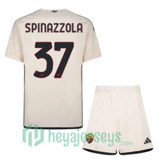AS Roma (SPINAZZOLA 37) Kids Kids Soccer Jerseys Away Yellow 2023/2024