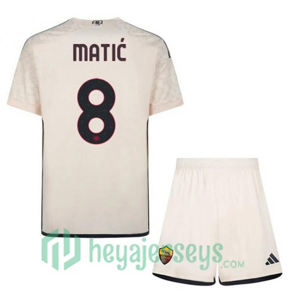 AS Roma (MATIĆ 8) Kids Kids Soccer Jerseys Away Yellow 2023/2024