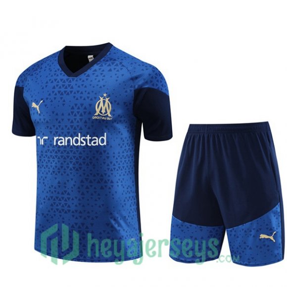 Olympique de Marseille Training T Shirt + Shorts Blue Royal 2023/2024