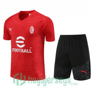 AC Milan Training T Shirt + Shorts Red 2023/2024