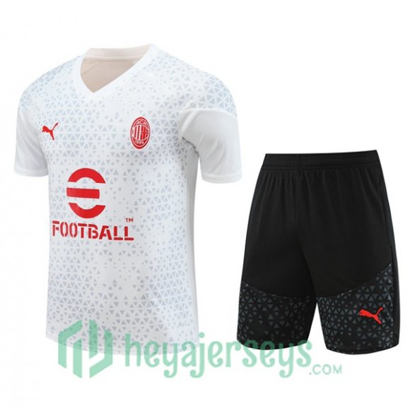 AC Milan Training T Shirt + Shorts White 2023/2024