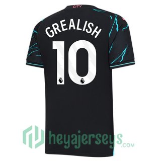 Manchester City (Jack Grealish 10) Soccer Jerseys Third Blue Black 2023/2024