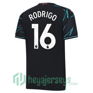 Manchester City (Rodrigo 16) Soccer Jerseys Third Blue Black 2023/2024