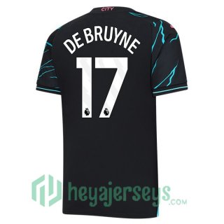 Manchester City (Kevin De Bruyne 17) Soccer Jerseys Third Blue Black 2023/2024