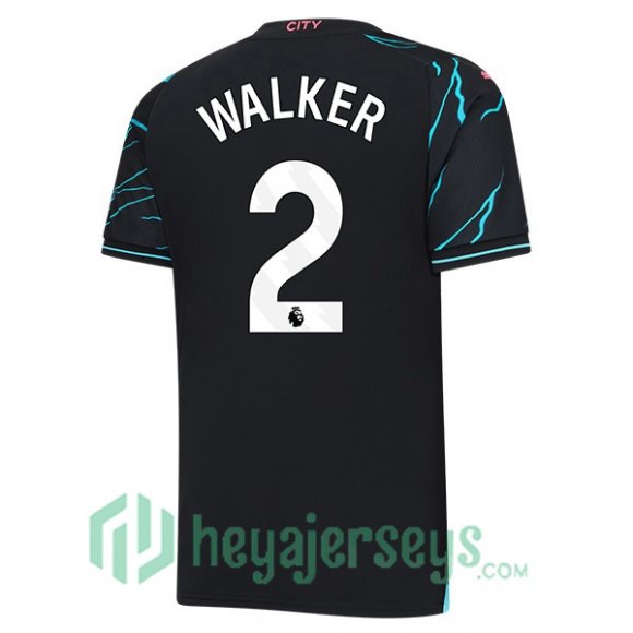 Manchester City (Kyle Walker 2) Soccer Jerseys Third Blue Black 2023/2024