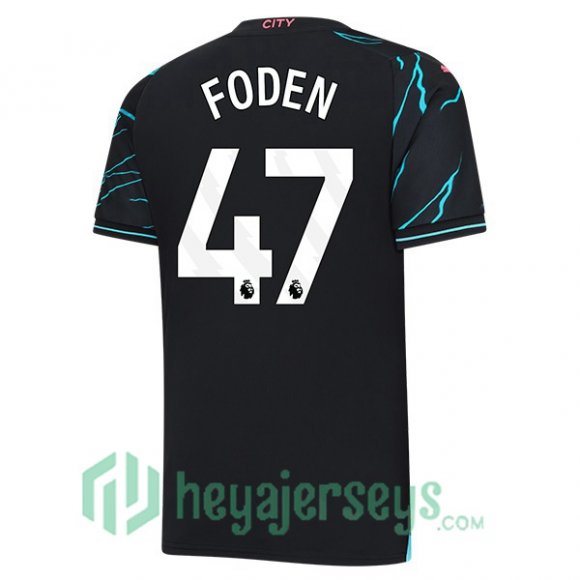 Manchester City (Phil Foden 47) Soccer Jerseys Third Blue Black 2023/2024