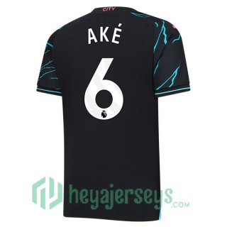Manchester City (Nathan Ake 6) Soccer Jerseys Third Blue Black 2023/2024