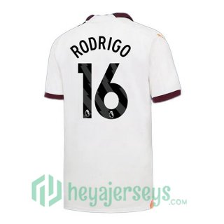 Manchester City (Rodrigo 16) Soccer Jerseys Away White 2023/2024