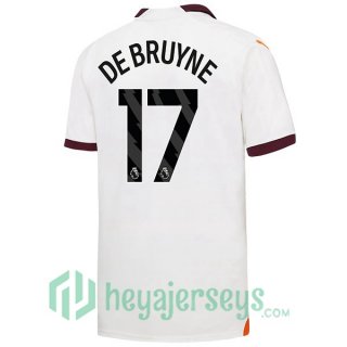Manchester City (Kevin De Bruyne 17) Soccer Jerseys Away White 2023/2024