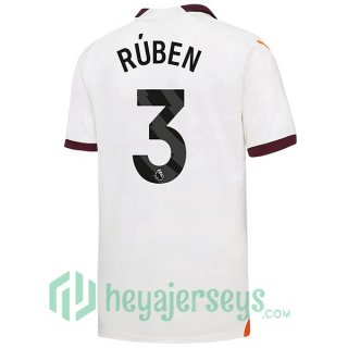 Manchester City (Ruben Dias 3) Soccer Jerseys Away White 2023/2024