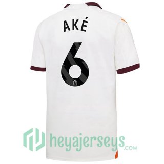 Manchester City (Nathan Ake 6) Soccer Jerseys Away White 2023/2024