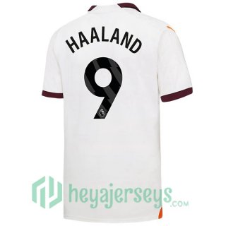 Manchester City (Erling Haaland 9) Soccer Jerseys Away White 2023/2024