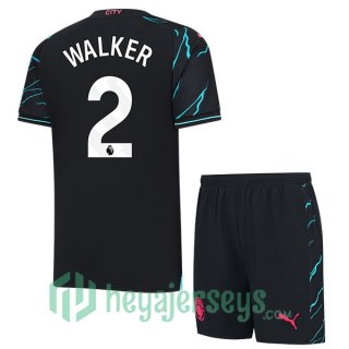 Manchester City (Kyle Walker 2) Kids Soccer Jerseys Third Blue Black 2023/2024