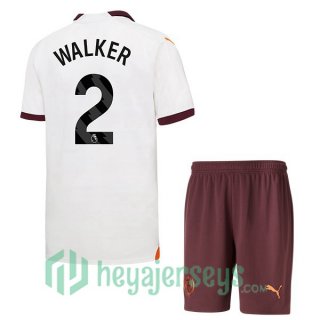 Manchester City (Kyle Walker 2) Kids Soccer Jerseys Away White 2023/2024