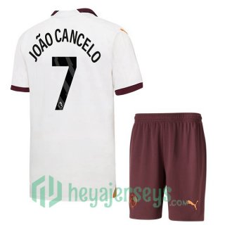 Manchester City (João Cancelo 7) Kids Soccer Jerseys Away White 2023/2024