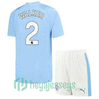 Manchester City (Kyle Walker 2) Kids Soccer Jerseys Home Blue 2023/2024