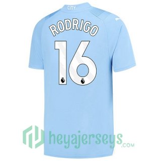 Manchester City (Rodrigo 16) Soccer Jerseys Home Blue 2023/2024