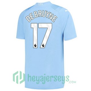 Manchester City (Kevin De Bruyne 17) Soccer Jerseys Home Blue 2023/2024