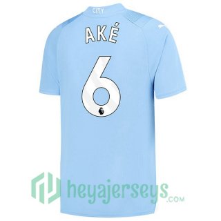 Manchester City (Nathan Ake 6) Soccer Jerseys Home Blue 2023/2024