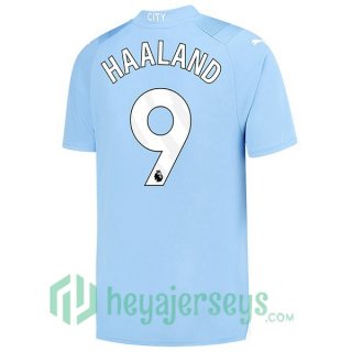 Manchester City (Erling Haaland 9) Soccer Jerseys Home Blue 2023/2024