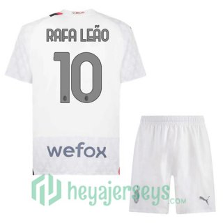 AC Milan (Rafa Leão 10) Kids Soccer Jerseys Away White 2023/2024