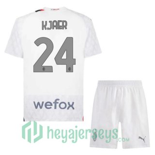 AC Milan (Kjaer 24) Kids Soccer Jerseys Away White 2023/2024
