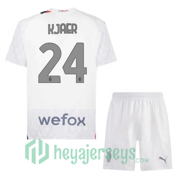 AC Milan (Kjaer 24) Kids Soccer Jerseys Away White 2023/2024