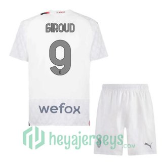 AC Milan (Giroud 9) Kids Soccer Jerseys Away White 2023/2024