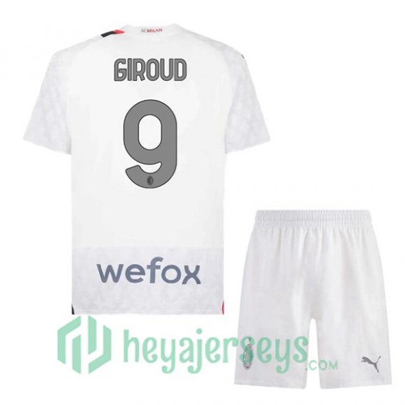 AC Milan (Giroud 9) Kids Soccer Jerseys Away White 2023/2024