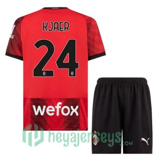 AC Milan (Kjaer 24) Kids Soccer Jerseys Home Red 2023/2024