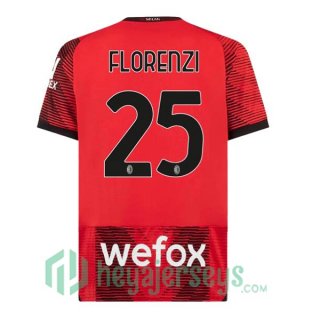 AC Milan (Florenzi 25) Soccer Jerseys Home Red 2023/2024