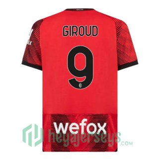 AC Milan (Giroud 9) Soccer Jerseys Home Red 2023/2024