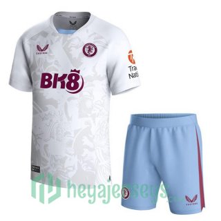 Aston Villa Kids Soccer Jerseys Away White 2023/2024