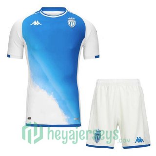 AS Monaco Kids Soccer Jerseys Third Blue White 2023/2024