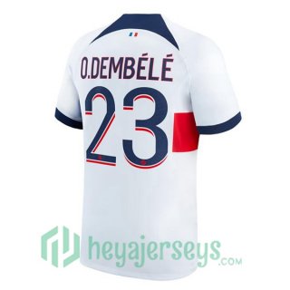 Paris PSG (O.Dembélé 23) Soccer Jerseys Away White 2023/2024