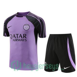 Paris PSG Training T Shirt + Shorts Purple 2023/2024