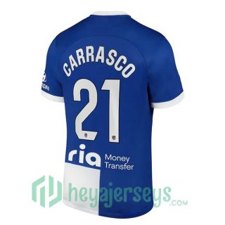 Atletico Madrid (Carrasco 21) Soccer Jerseys Away Blue 2023/2024