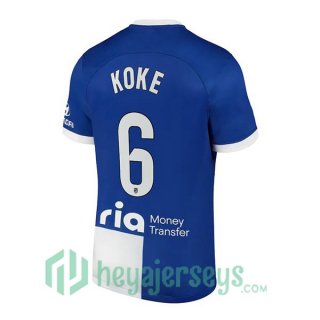 Atletico Madrid (Koke 6) Soccer Jerseys Away Blue 2023/2024