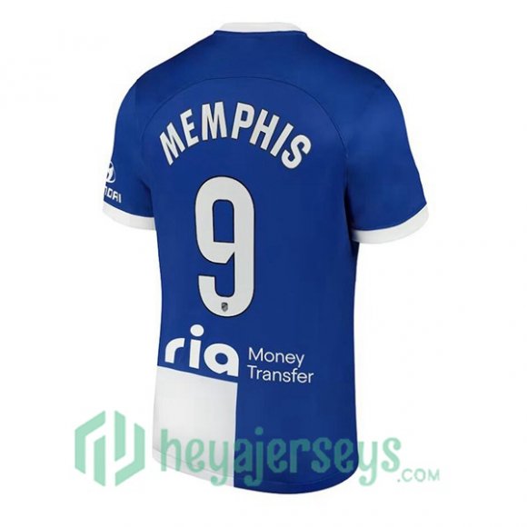 Atletico Madrid (Memphis 9) Soccer Jerseys Away Blue 2023/2024