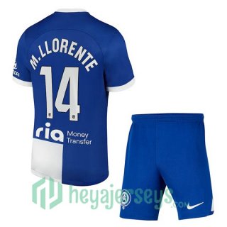 Atletico Madrid (M. Llorente 14) Kids Soccer Jerseys Away Blue 2023/2024