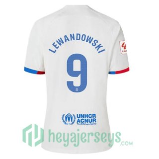 FC Barcelona (LEWANDOWSKI 9) Soccer Jerseys Away White 2023/2024