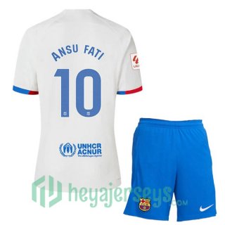 FC Barcelona (ANSU FATI 10) Kids Soccer Jerseys Away White 2023/2024