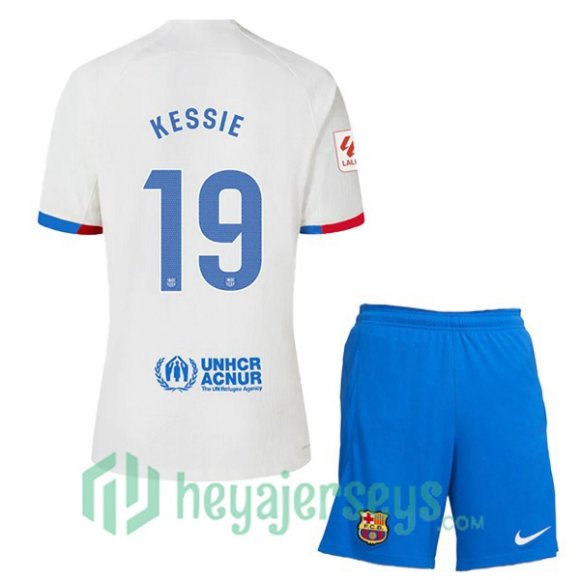 FC Barcelona (KESSIE 19) Kids Soccer Jerseys Away White 2023/2024
