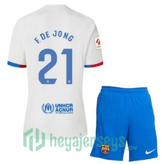 FC Barcelona (F. DE JONG 21) Kids Soccer Jerseys Away White 2023/2024